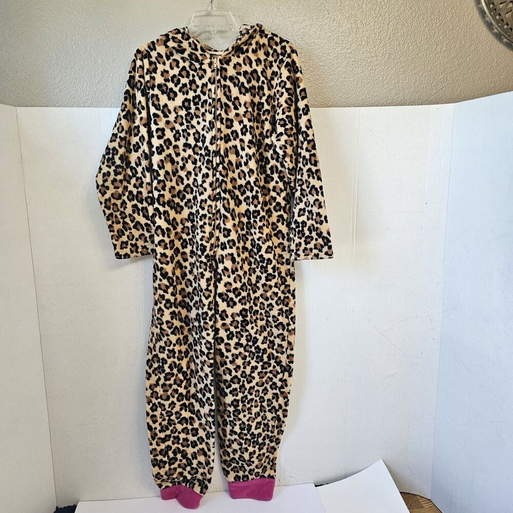 PJ Couture One Piece Leopard Pajamas Sz XL Lounge Wear Cozy Comfy Relaxed B0554